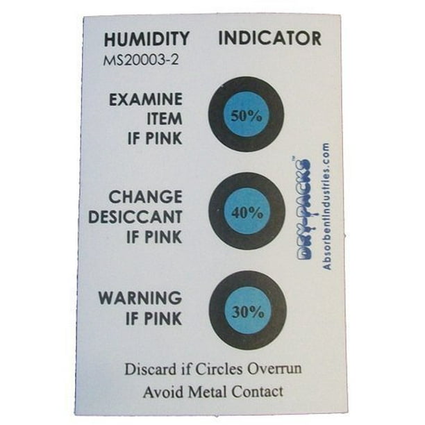 10 Card Pack 30-50/% 3 Spot Humidity Indicator Cards